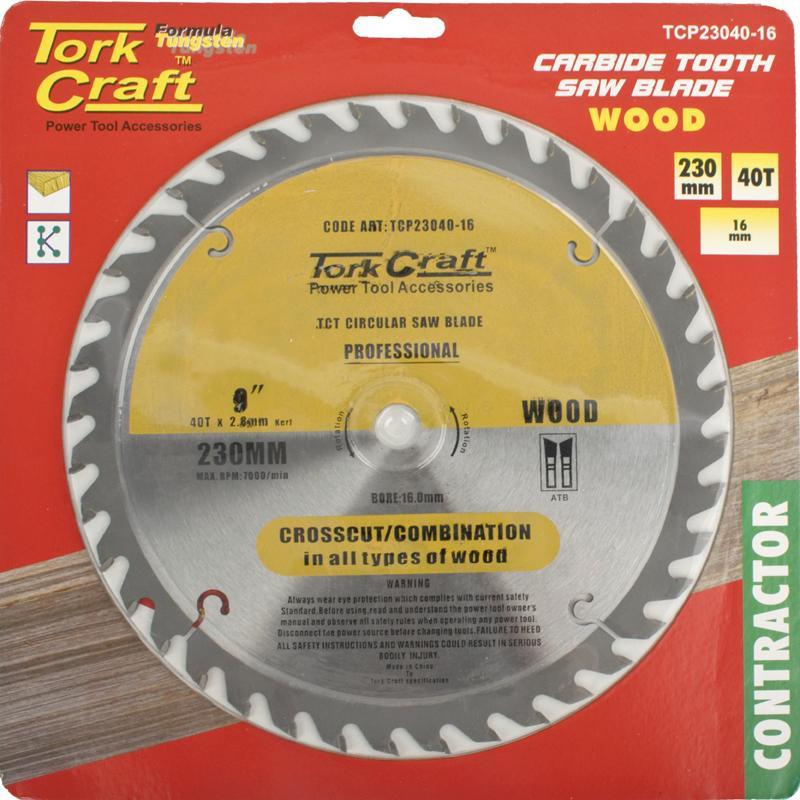 Tork Craft Circular Saw Blade Contractor 230 X 40T 16 TCP23040-16 Power Tool Services