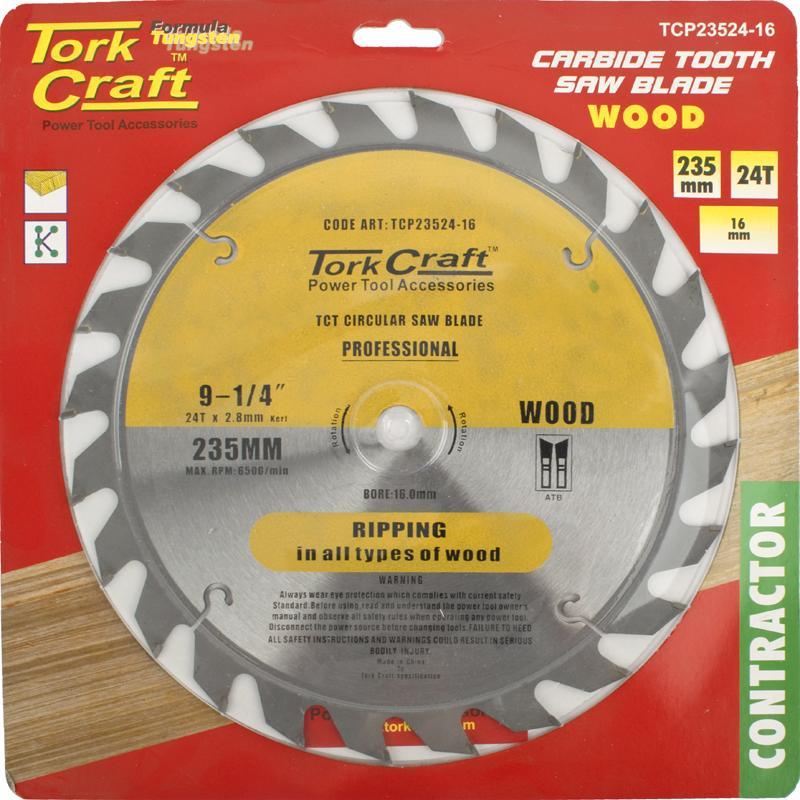 Tork Craft Circular Saw Blade Contractor 235 X 24T 16 TCP23524-16 Power Tool Services