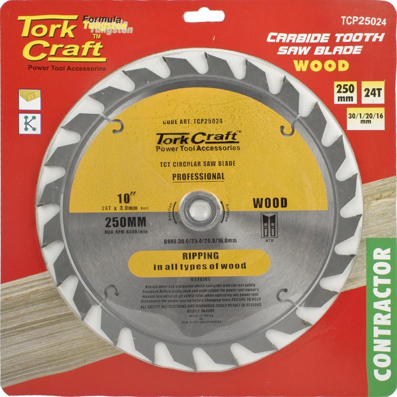 Tork Craft Circular Saw Blade Contractor 250 X 24T 30/16 TCP25024 Power Tool Services