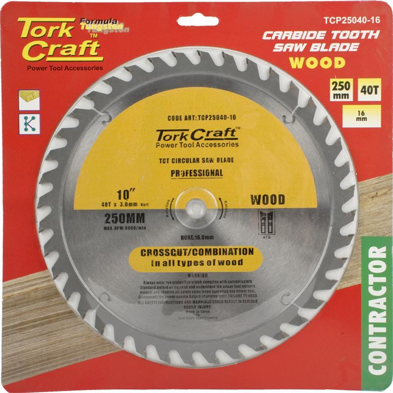 Tork Craft Circular Saw Blade Contractor 250 X 40T 16 TCP25040-16 Power Tool Services