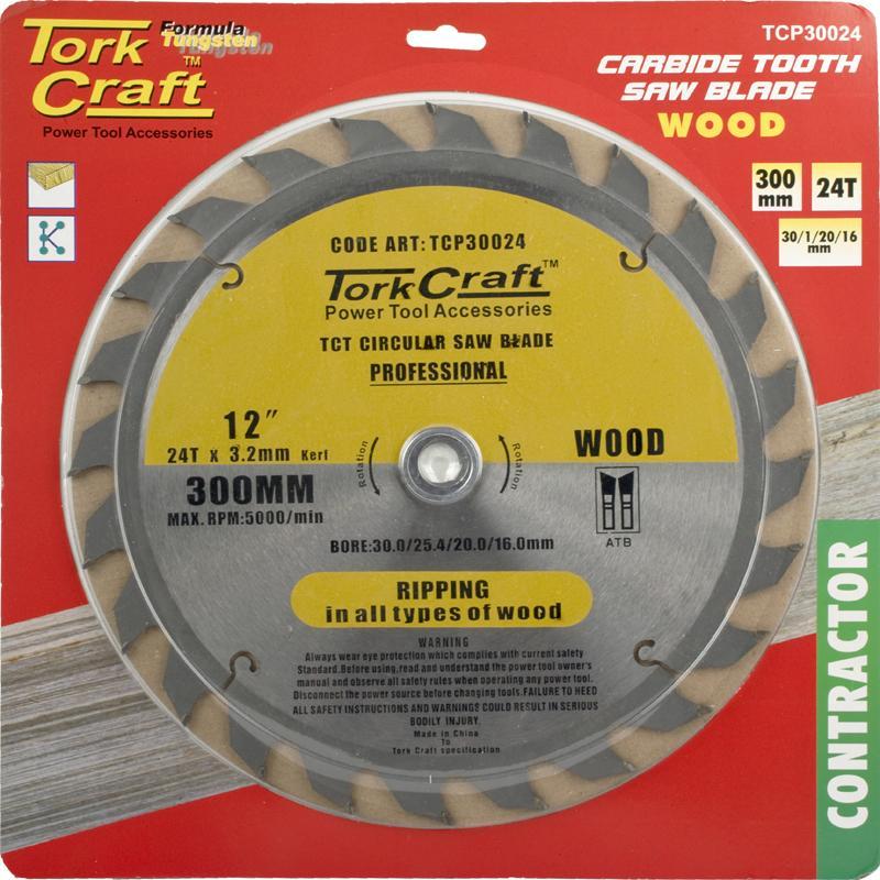 Tork Craft Circular Saw Blade Contractor 300 X 24T 30/20/16 TCP30024 Power Tool Services