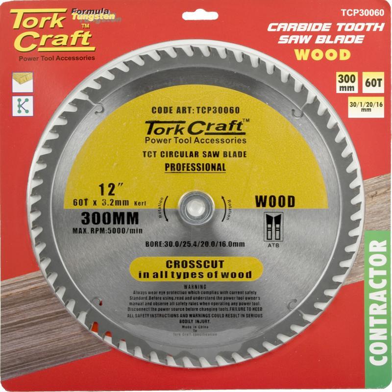 Tork Craft Circular Saw Blade Contractor 300 X 60T 30/20/16 TCP30060 Power Tool Services