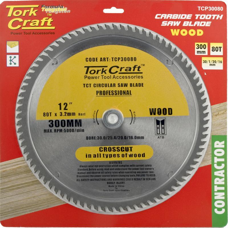 Tork Craft Circular Saw Blade Contractor 300 X 80T 30/20/16 TCP30080 Power Tool Services