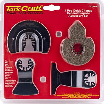 Tork Craft Quick Change Oscilating General Purpose Accessory Kit 4Pc Power Tool Services
