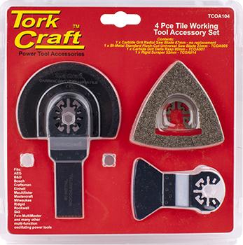 Tork Craft Quick Change Oscilating Tile Working Accessory Kit 4Pc Power Tool Services