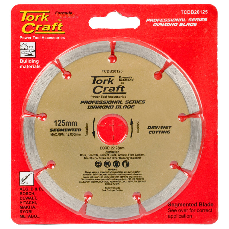 Tork Craft Segmented Diamond Blade 125 x 22.22mm Professional TCDB20125 Power Tool Services