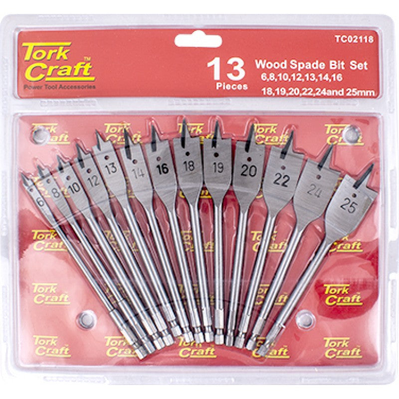 Tork Craft Spade Bit Set 6-25mm TC02118 Power Tool Services