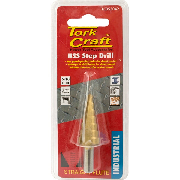 Tork Craft Step Drill Hss ( Select Size ) Power Tool Services