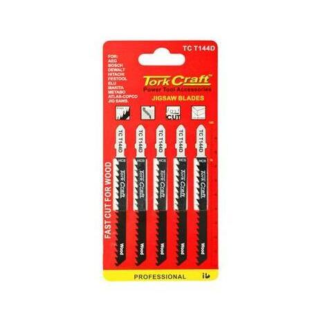 Tork Craft T-Shank Jigsaw Blade Fast Cut For Wood 4Mm 6Tpi 5Pc Power Tool Services
