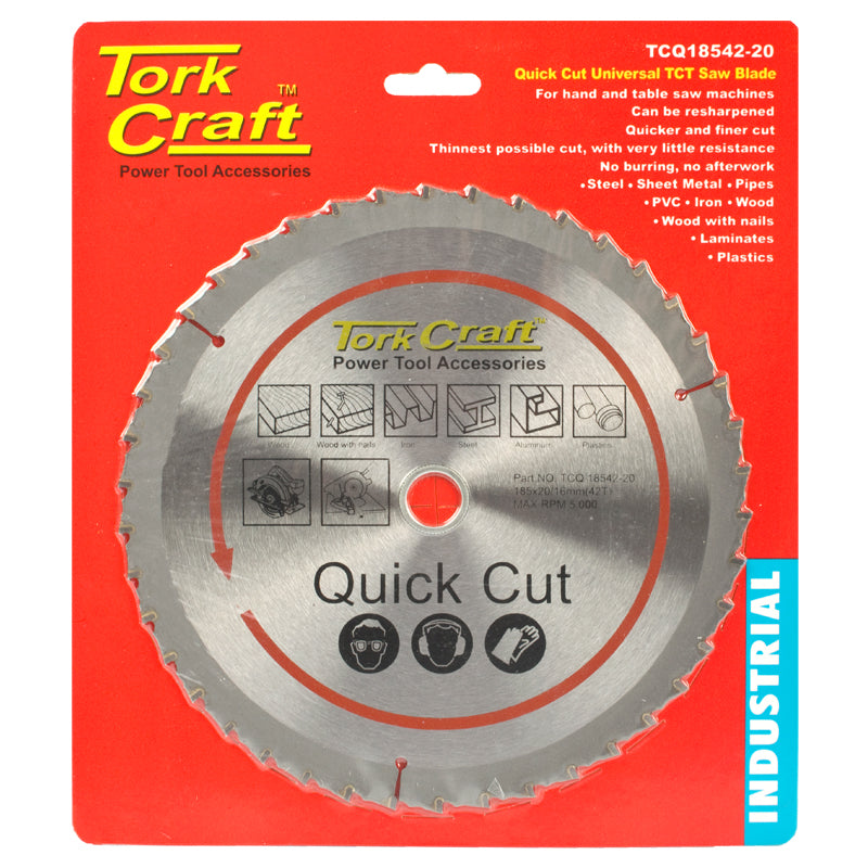 Tork Craft Universal Quick Cut TCT Blade 185 x 42t 20-16 TCQ18542-20 Power Tool Services