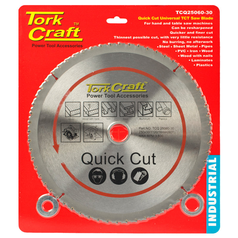Tork Craft Universal Quick Cut TCT Blade 250 x 60t 30-20 TCQ25060-30 Power Tool Services