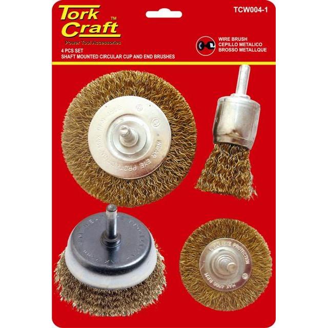 Tork Craft Wire Brush Set 4Pce With Shaft End/Cup/Circ Power Tool Services