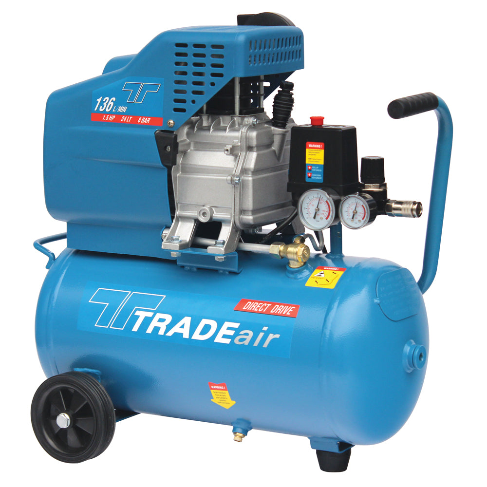 TradeAir Direct Drive Compressor 24Lt 1.5Hp Power Tool Services