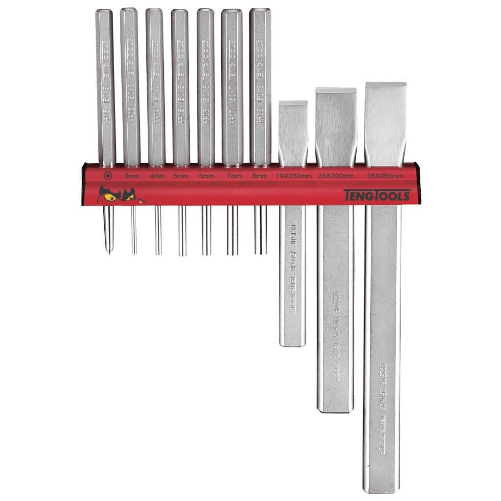 Teng Tools 10PC Pin Punch And Chisel Wall Rack