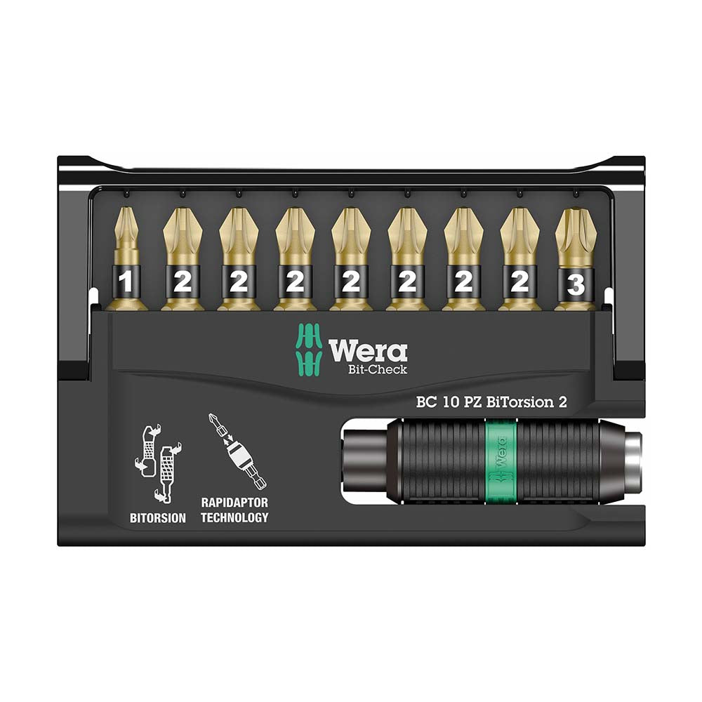 Wera Bit-Check 10 PZ BiTorsion 2, 10 pieces Power Tool Services