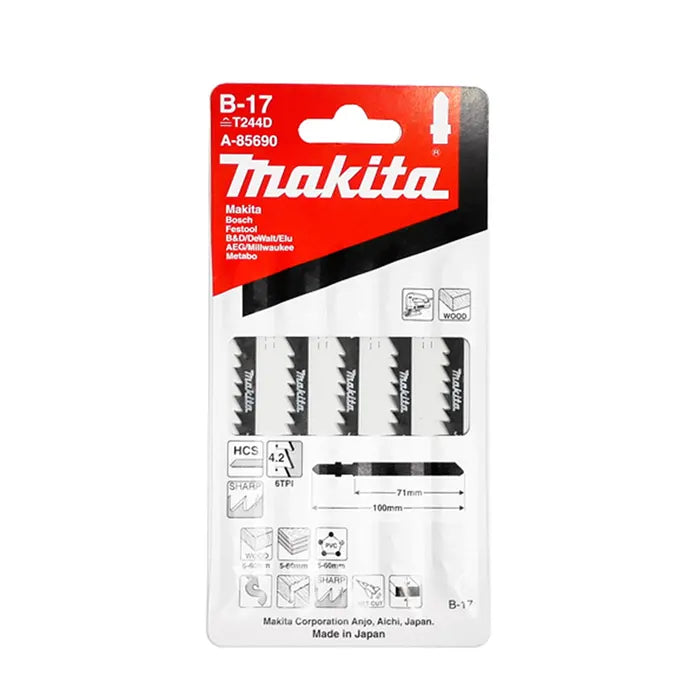 Makita | Jig saw blade HSS, 63 mm, No.17, 5 pcs | A-85846