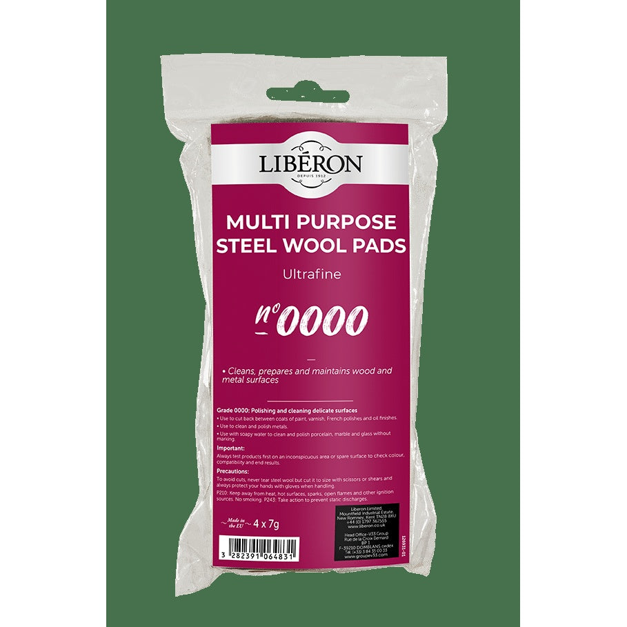 Liberon Steel Wool #0000 Finishing Pk 4x7g - Power Tool Services