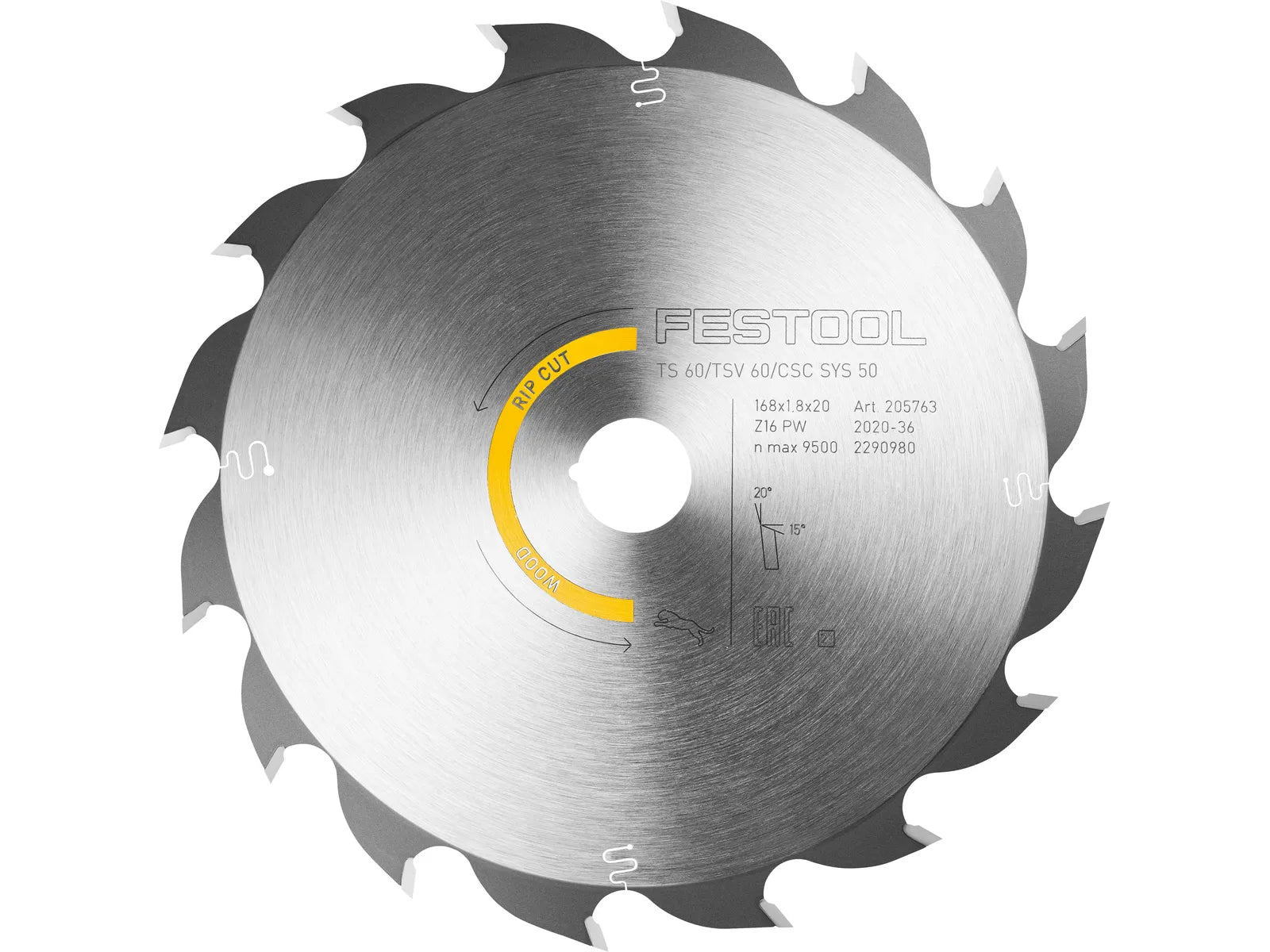 Festool HW 168x1,8x20 PW16 Saw blade WOOD RIP CUT 205763 1 - Power Tool Services