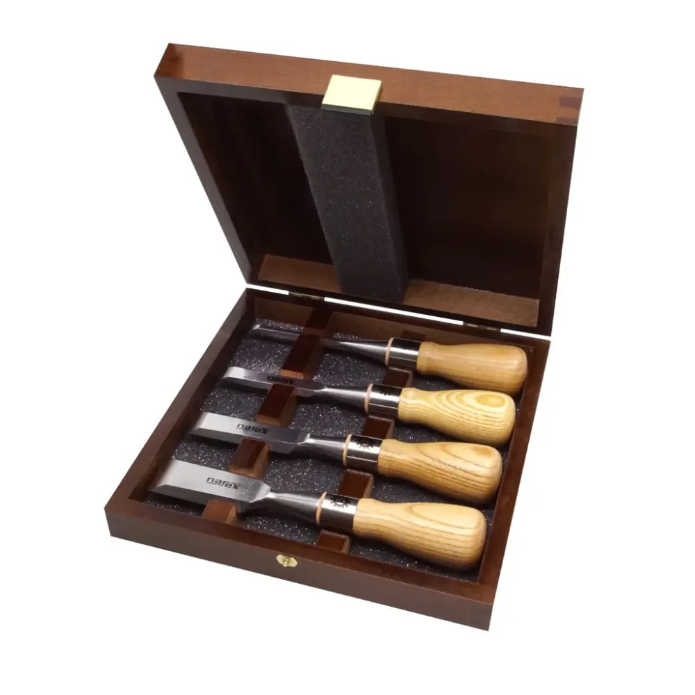 Narex Richter Butt Chisel Set of 4 in Wooden Box