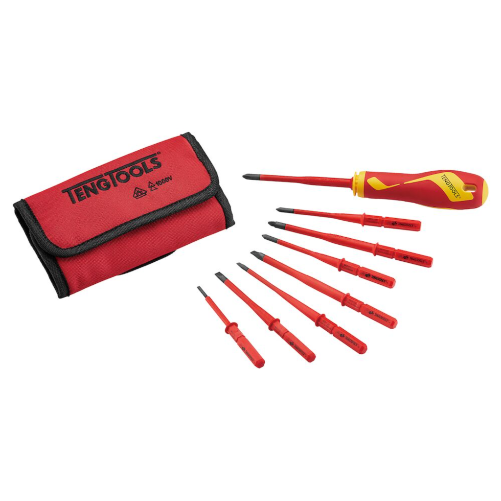 Teng Tools 9PC Insulated Interchangeable Blade Screwdriver Set In Tool Wallet