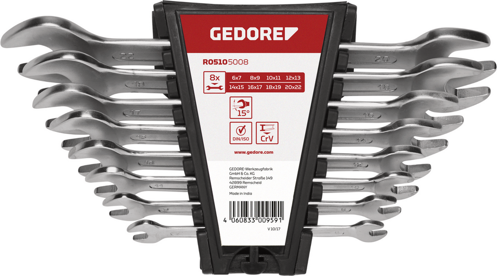 Gedore Double open-end spanner set 8 pieces 6-22 mm | 5105008