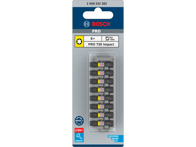 Bosch PRO Impact Control Bits 8 Pc in Cassette ( Select Size ) 6 - Power Tool Services