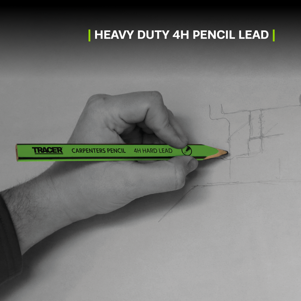 TRACER 4H Carpenters Pencils 10pc - c/w Sharpener 8 - Power Tool Services