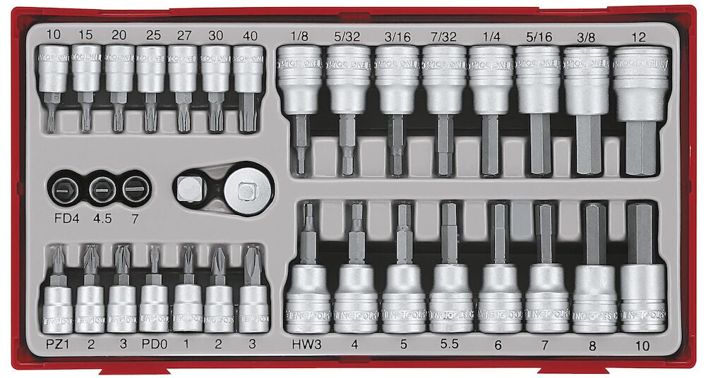 Teng Tools 35PC 1/4inch and 3/8inch Drive Bit Socket Set Power Tool Services