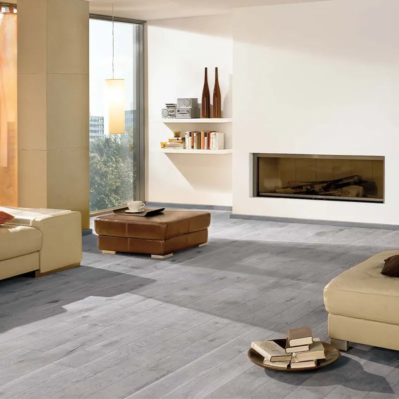 Wooden floor coloured with Osmo Oil Stain Graphite under clear Polyx-Oil